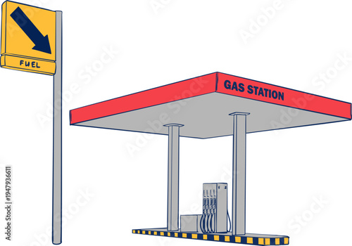 Gas station. Vector illustration.