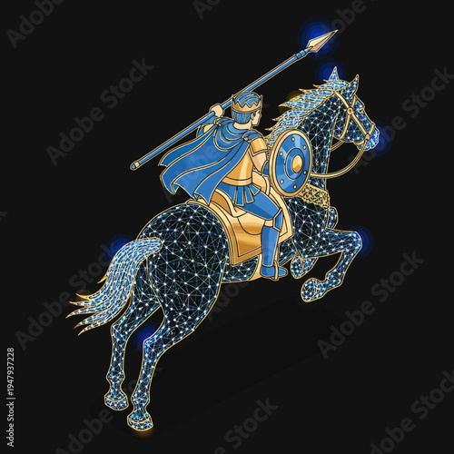 Medieval Knight on Horseback with Spear.