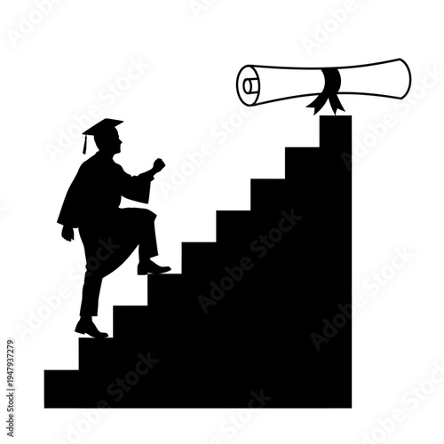 Graduate climbing education success stairs.