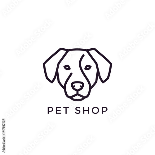 Modern linear dog face portrait logo for pet shop branding and animal healthcare services