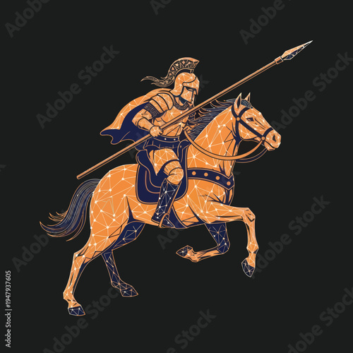 Medieval Knight on Horseback with Spear.