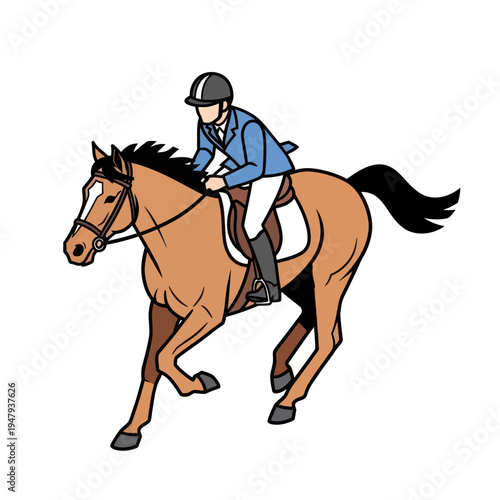 Equestrian Rider on Horseback in Action.