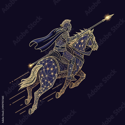 Constellation Illustration of Centaur on Horseback.