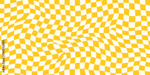 A yellow and white checkered pattern with a spiral design