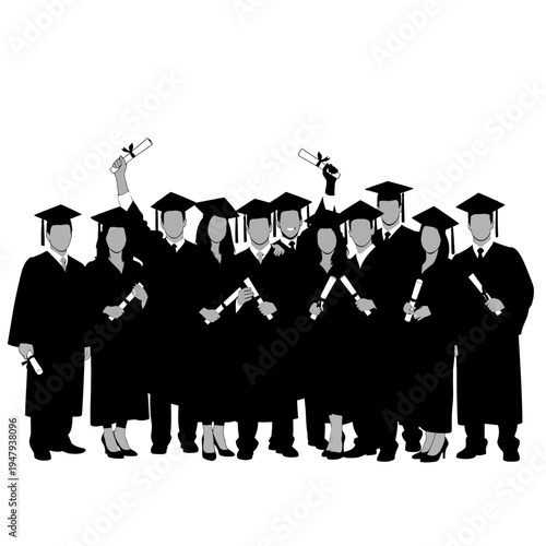 Group of people in graduation gowns.