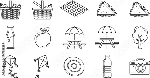 Picnic and outdoor recreational icons