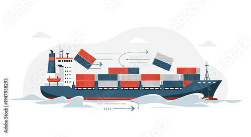 Container ship losing cargo at sea, shipping disaster, maritime accident, logistics failure