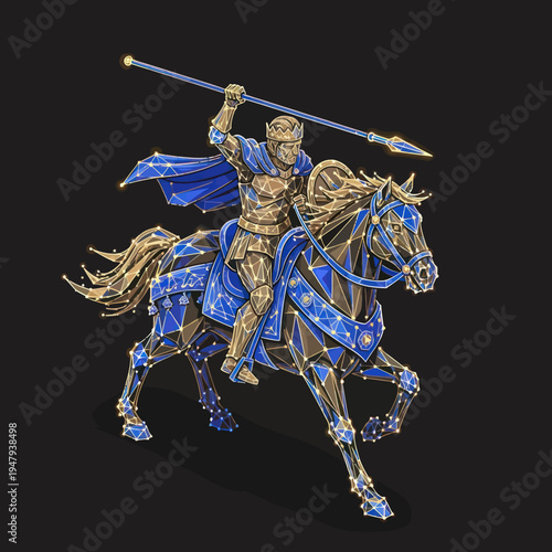 Medieval Knight on Horseback with Spear.
