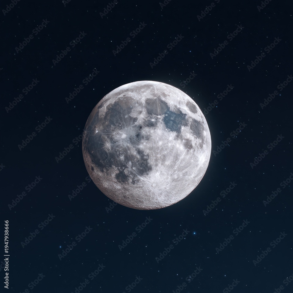 Obraz premium Full moon with stars in dark sky