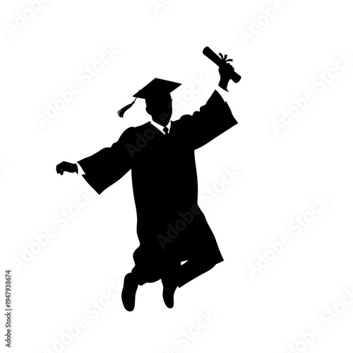 Silhouette of a graduate in cap.