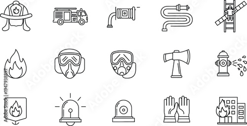 Fire safety and emergency response icons