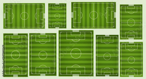 Collection of Soccer Field Layouts for Game Strategy.