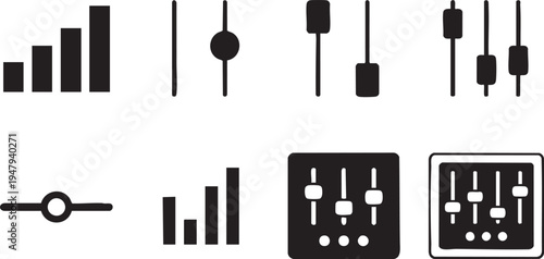 Settings and Equalizer Control Icons Set - Slider and Level Symbols