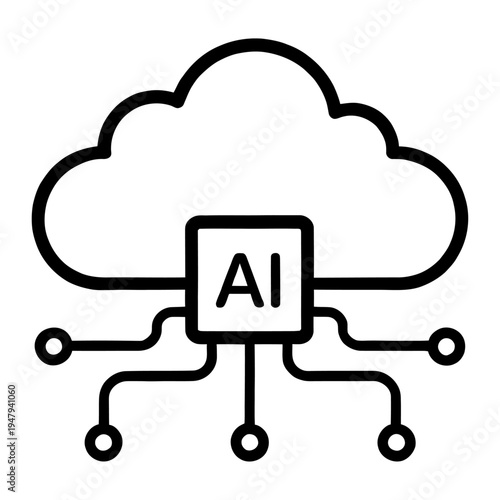 Vector of a cloud symbol with ai integrated into the design