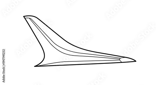 Sleek aerodynamic shark fin antenna vector illustration, modern vehicle accessory outline design, clean automotive part graphic
