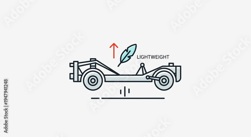 Lightweight automotive chassis design concept. Vector illustration highlighting vehicle engineering, efficiency, and advanced materials.