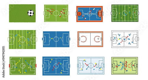 Overhead View of Various Sports Fields and Courts.