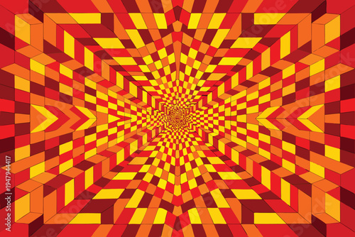 Optical illusion featuring repeating cubic shapes in warm tones high quality professional detailed