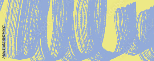 Abstract pastel background with rough blue brush strokes on a soft yellow backdrop. Textured paint effect, distressed edges, and expressive vertical movement create a bold modern composition.