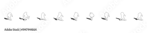 A collection of top view vector outline people figures with gray shadows underneath, useful for realistic architectural plans.
