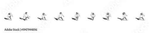A collection of top view vector people figures with gray shadows underneath, useful for realistic architectural plans.