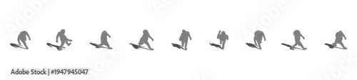 A collection of top view vector silhouette people figures with gray shadows underneath, useful for realistic architectural plans.