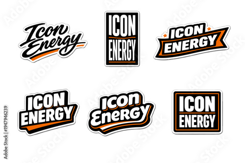 Icon energy bold typography sticker design
