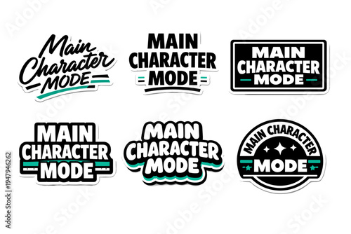 Main character mode bold typography sticker design