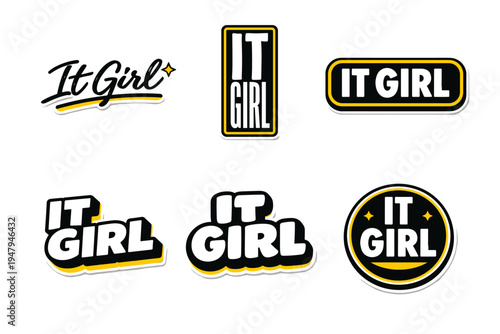 It girl stylish typography sticker design