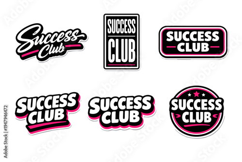 Success club typography sticker design