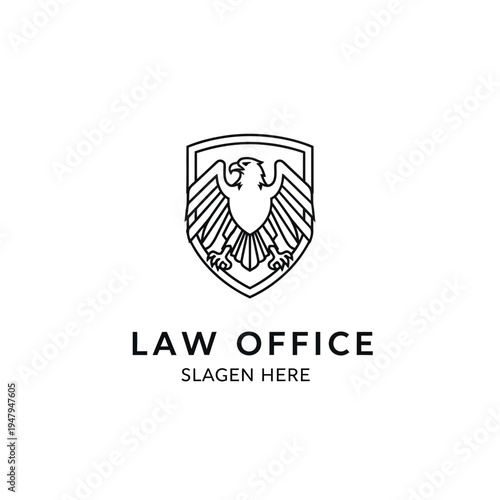 Free Download Law Office Shield with Eagle Logo, Majestic Legal Authority and Protection Symbol, Isolated White Background. - GFXLoad