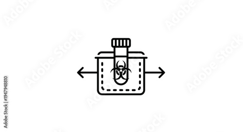 Biohazard Test Tube in Container with Arrows Indicating Movement
