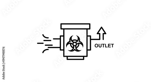 Biohazard waste treatment system icon, industrial process, environmental protection concept