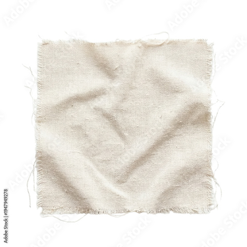 Quadro su tela Frayed square piece of raw canvas fabric