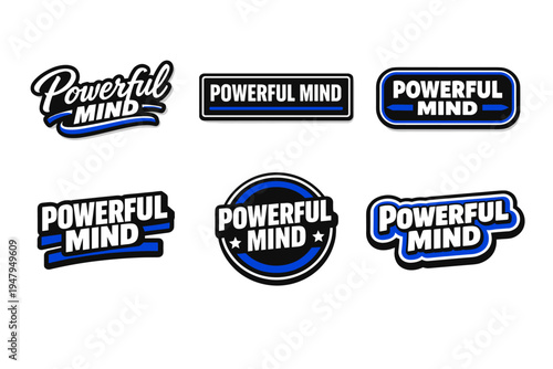 Powerful mind strong motivational message. empowering typography sticker design.