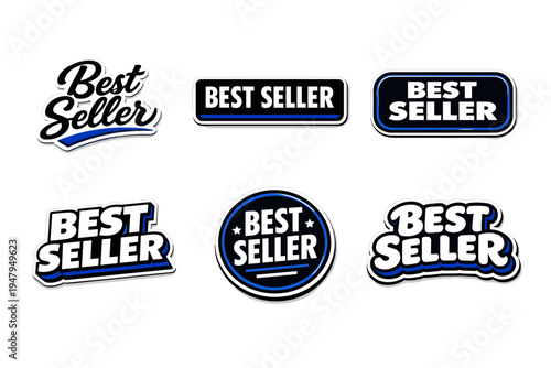 Best seller highlighting popular choice. bold typography sticker collection.