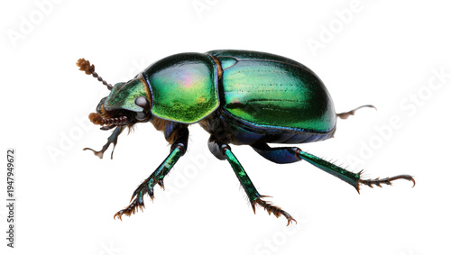 Принти на полотні Isolated vibrant metallic green beetle showcasing its beautiful iridescent shell