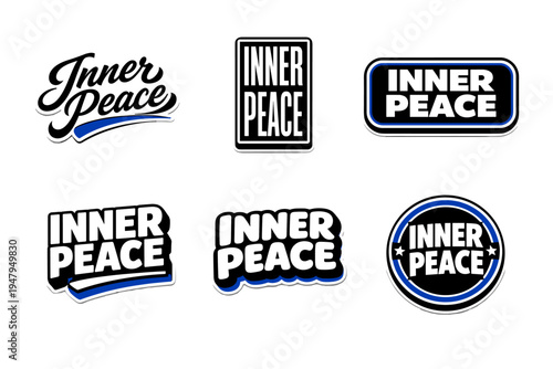 Inner peace find tranquility and calm within yourself. inspirational typography sticker design