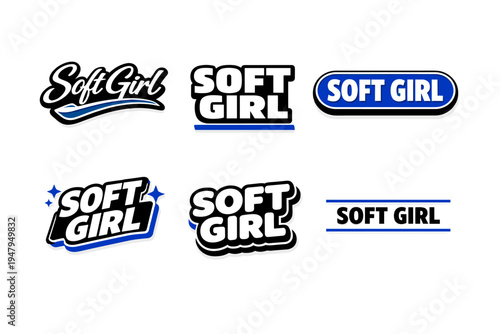 Soft girl embrace a gentle aesthetic. trendy typography sticker design