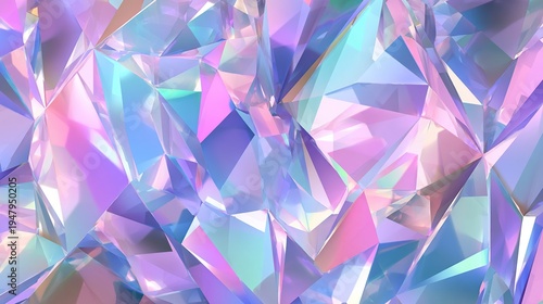 Faceted abstract crystal pattern with pastel colors