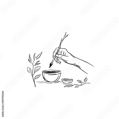 Artist Using Natural Clay and Charcoal Pigments on Recycled Canvas