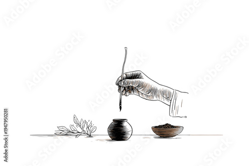 Artist Using Natural Clay and Charcoal Pigments on Recycled Canvas