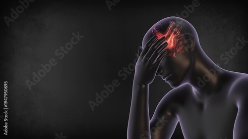 Stress, Anxiety and Depression Concept with Glowing Brain Pain