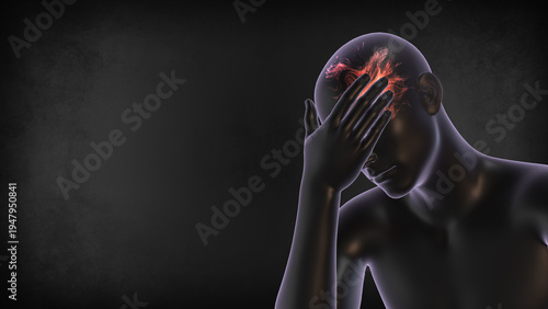 Stress, Anxiety and Depression Concept with Glowing Brain Pain