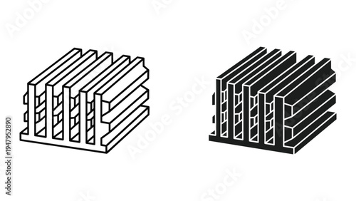 Heat Sink Fins Isometric Vector Technology