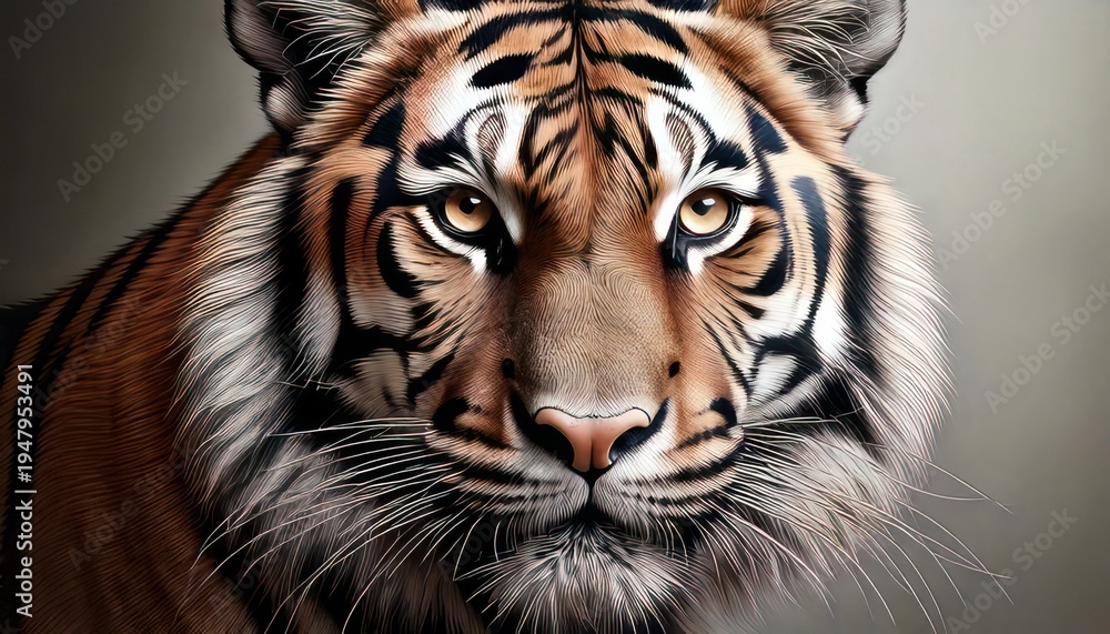 Fototapeta premium Majestic Bengal Tiger Close-Up Portrait Intense Gaze.