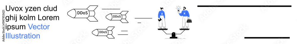 Obraz premium Business strategy, decision-making, equality, teamwork, negotiation, balance. Two figures on scales discussing scenarios. Business strategy and decision-making concept