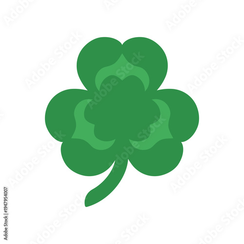 Layered Green Shamrock Icon with Internal Shapes and Stem
