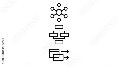 Icons representing secure data, programming, and data security Vector