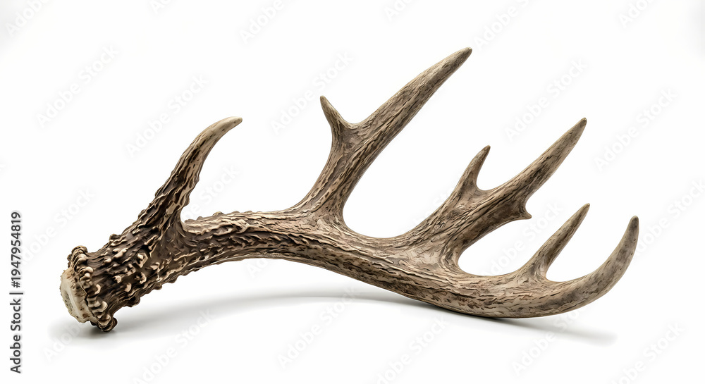 Obraz premium Realistic Deer Antlers Shed - Buck Horns on White Background